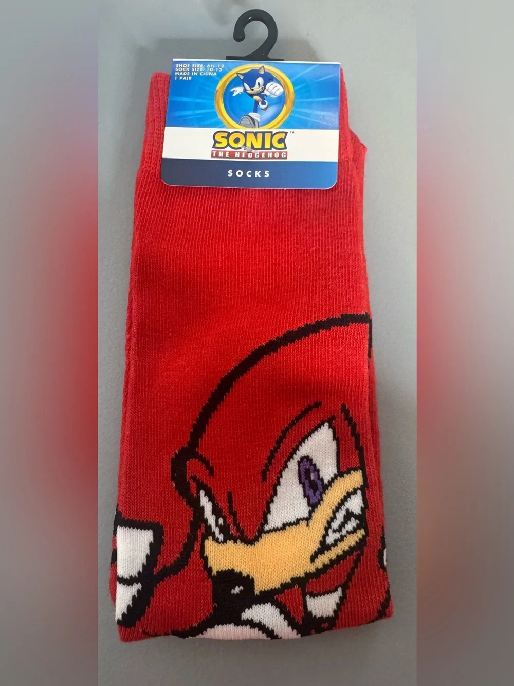 Sonic The Hedgehog Knuckles Red Crew Socks